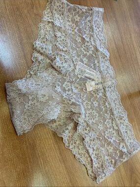 Victoria's Secret Lace Cheeky Panty in Light Beige